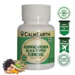 CalmEarth Ashwagandha, Black Pepper & Turmeric Capsules – 500 mg Herbal Blend