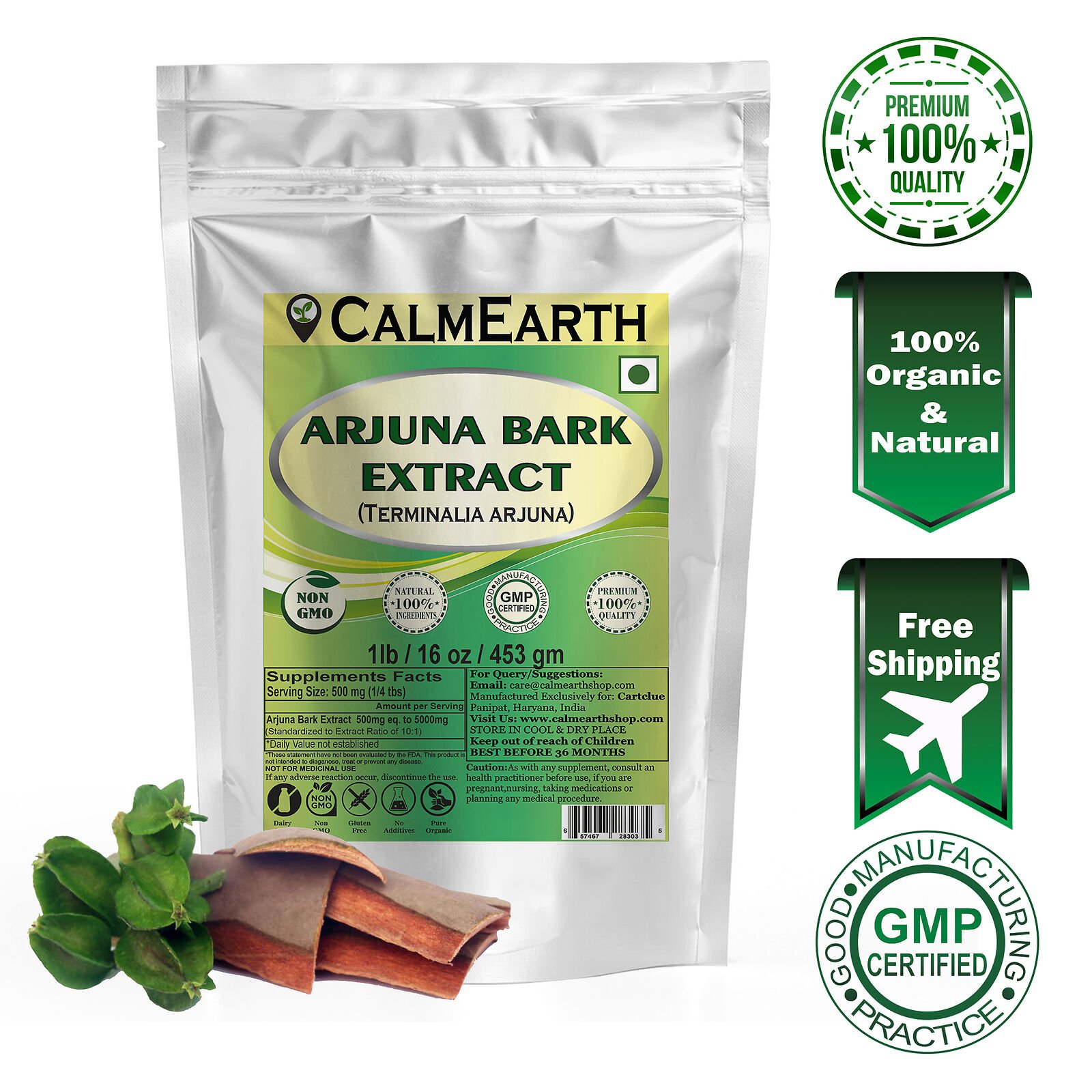 arjuna-extract-powder-calmearth Arjuna Extract Powder powder fine texture close-up by CalmEarth