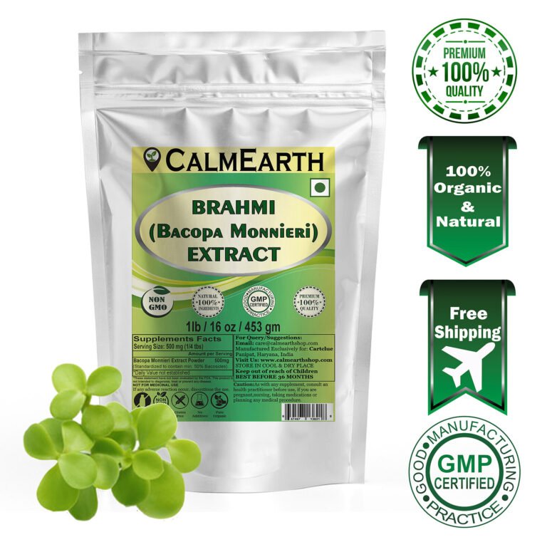 Brahmi Extract Powder powder fine texture close-up by CalmEarth