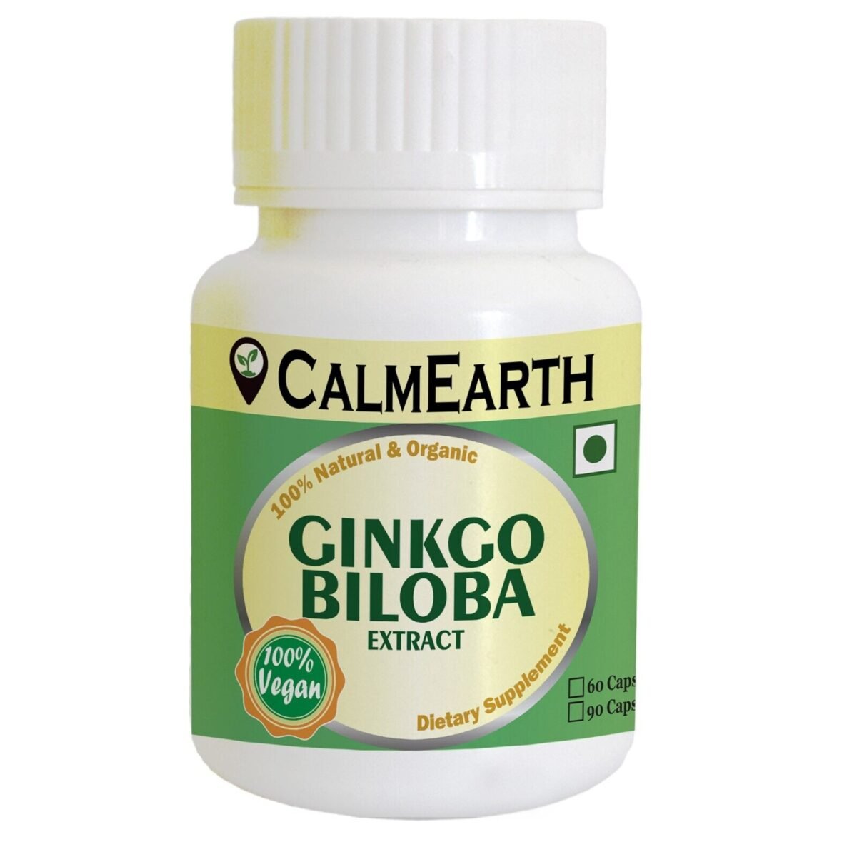 Ginkgo Biloba Extract Capsules capsules close-up view by CalmEarth