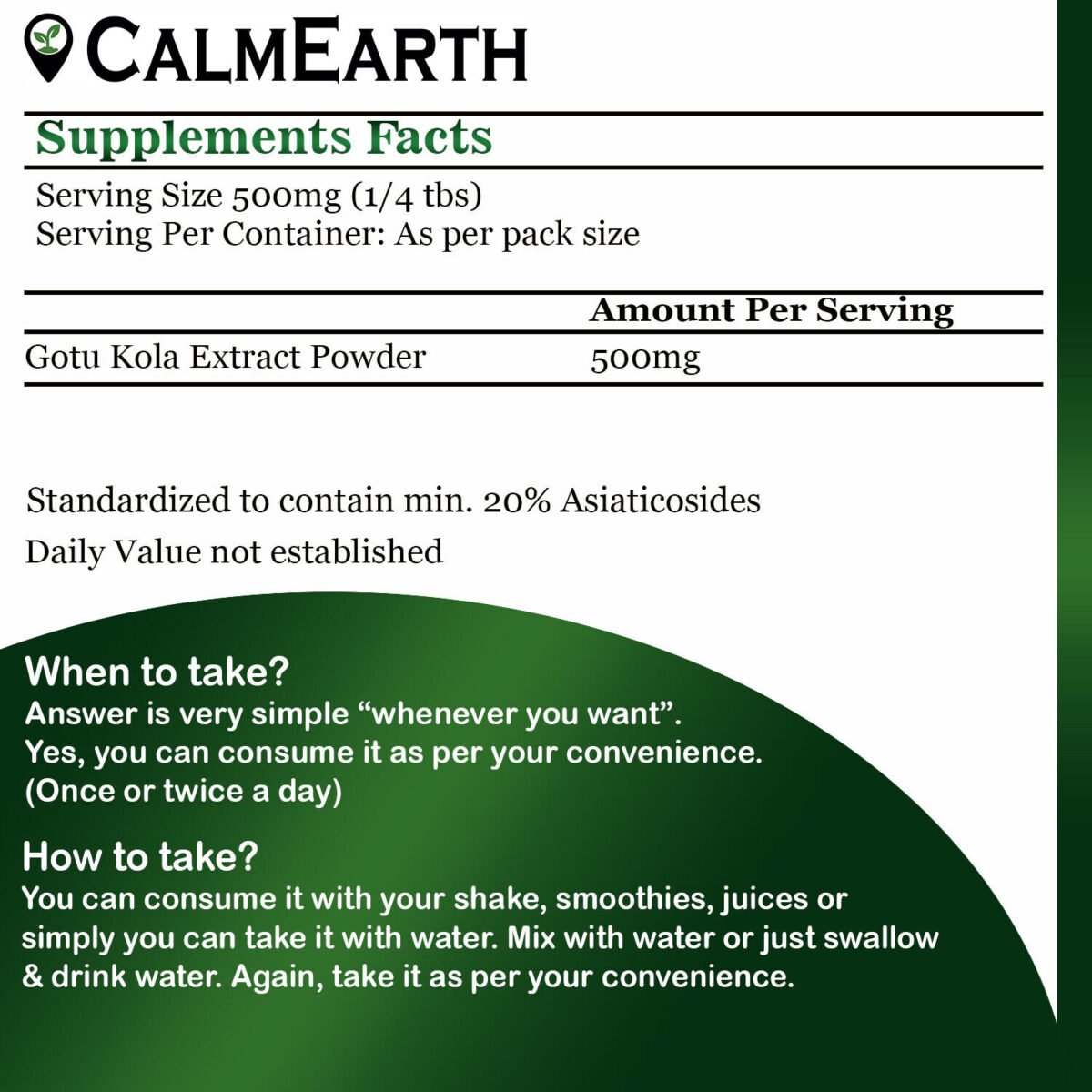 Gotu Kola Extract Powder powder ayurvedic wellness product by CalmEarth