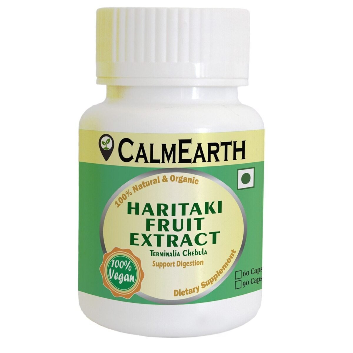 Haritaki Extract Capsules capsules close-up view by CalmEarth