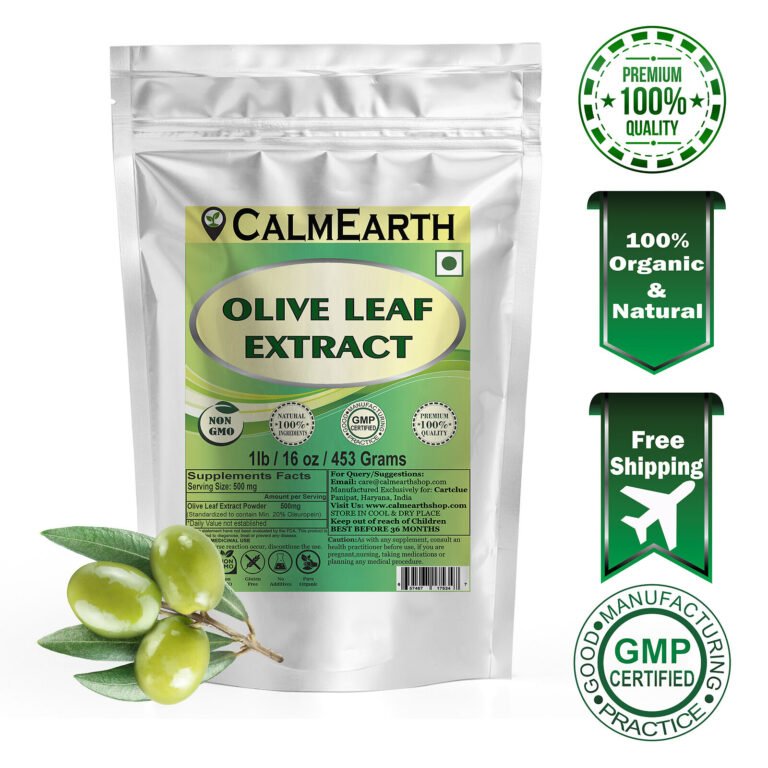 Olive Leaf Extract Powder powder fine texture close-up by CalmEarth