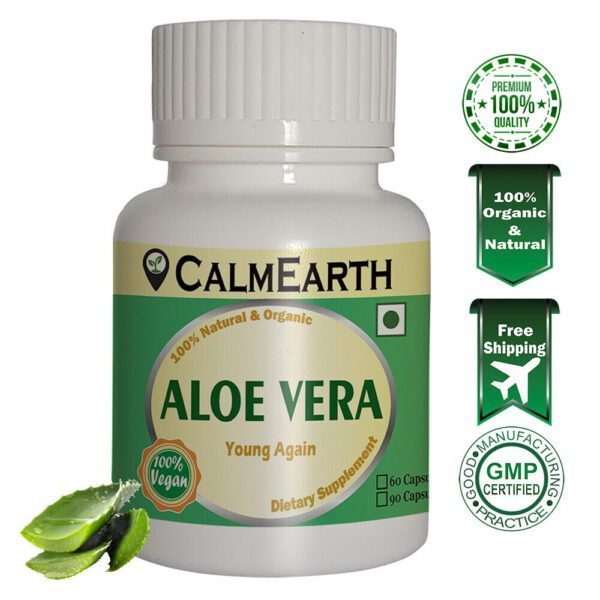 Organic Aloe Vera Capsules capsules ayurvedic wellness supplement by CalmEarth
