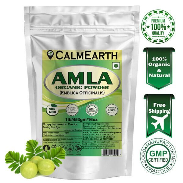 Organic Amla Powder powder fine texture close-up by CalmEarth