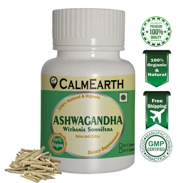 Organic Ashwagandha Capsules capsules ayurvedic wellness supplement by CalmEarth