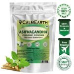 Organic Ashwagandha Root Powder powder fine texture close-up by CalmEarth