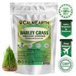 Organic Barley Grass Powder powder fine texture close-up by CalmEarth
