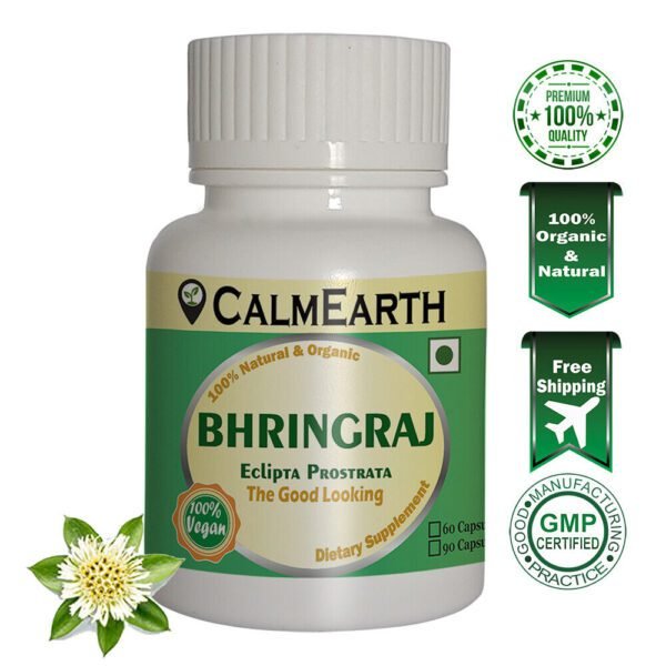 Organic Bhringraj Capsules capsules ayurvedic wellness supplement by CalmEarth