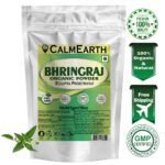 Organic Bhringraj Powder powder fine texture close-up by CalmEarth