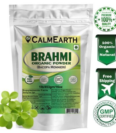 Organic Brahmi Powder powder fine texture close-up by CalmEarth
