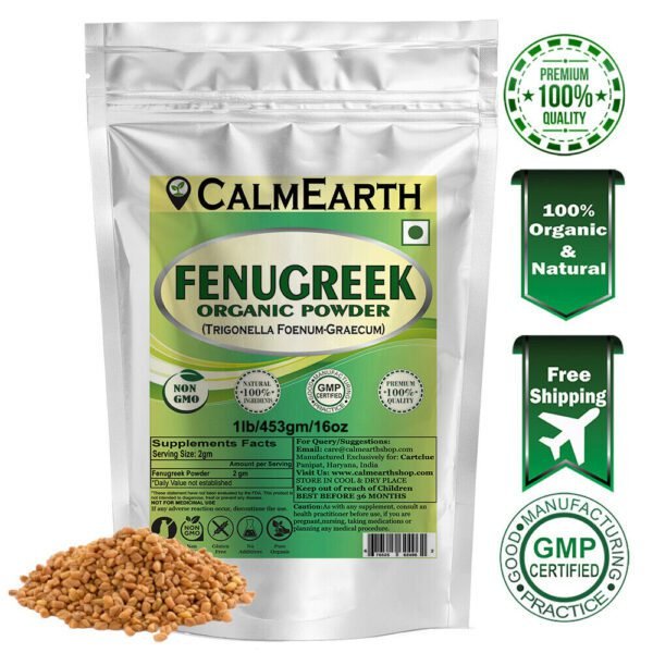 Organic Fenugreek Seed Powder powder fine texture close-up by CalmEarth