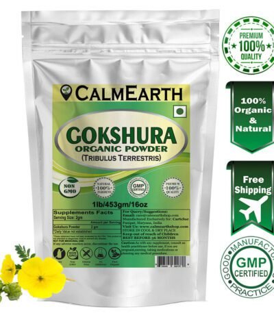 Organic Gokshura Powder powder fine texture close-up by CalmEarth