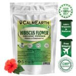 Organic Hibiscus Flower Powder powder fine texture close-up by CalmEarth