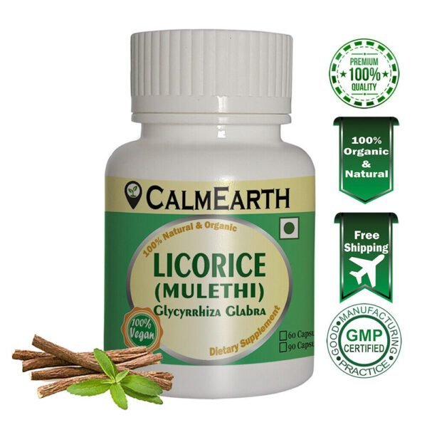 Organic Licorice Capsules capsules ayurvedic wellness supplement by CalmEarth