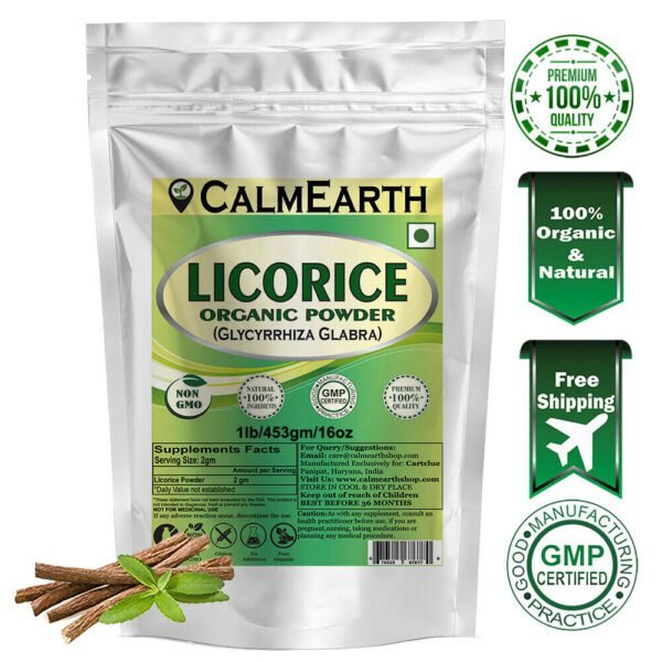 Organic Licorice Root Powder powder fine texture close-up by CalmEarth