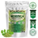 Organic Moringa Leaf Powder powder fine texture close-up by CalmEarth
