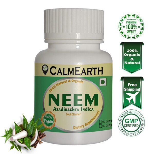 Organic Neem Capsules capsules ayurvedic wellness supplement by CalmEarth