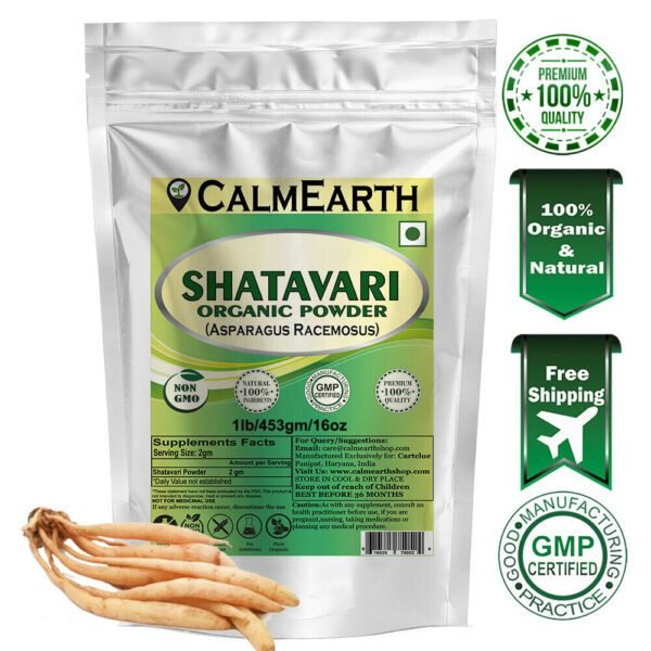 Organic Shatavari Root Powder powder fine texture close-up by CalmEarth