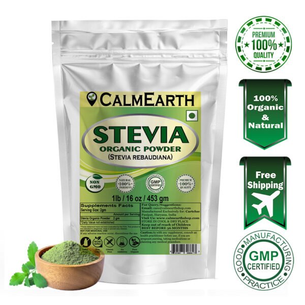 CalmEarth Organic Green Stevia Powder (Whole Leaf)