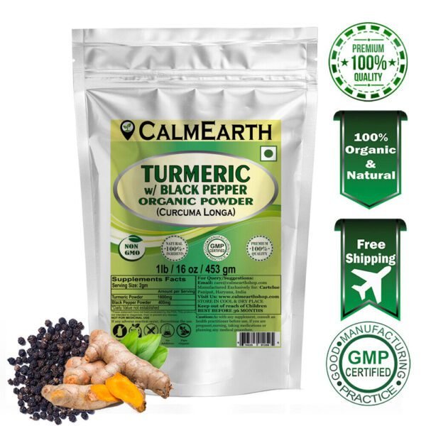 CalmEarth Organic Turmeric + Black Pepper Powder (Haldi + Kali Mirch)