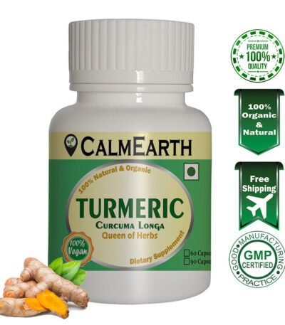 Organic Turmeric Capsules capsules ayurvedic wellness supplement by CalmEarth