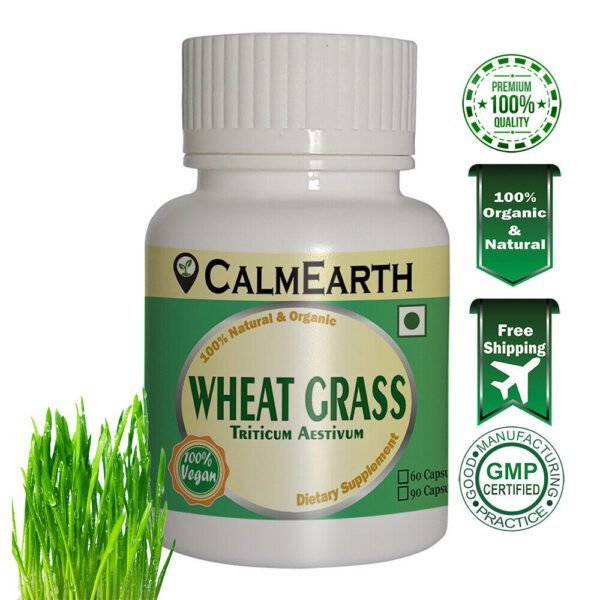 Organic Wheat Grass Capsules capsules ayurvedic wellness supplement by CalmEarth