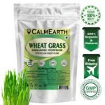 Organic Wheat Grass Powder powder fine texture close-up by CalmEarth