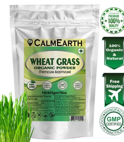 Organic Wheat Grass Powder powder fine texture close-up by CalmEarth