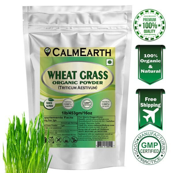 Organic Wheat Grass Powder powder fine texture close-up by CalmEarth