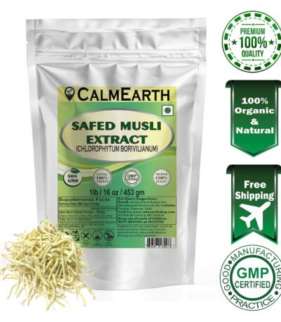 Safed Musli Extract Powder powder fine texture close-up by CalmEarth