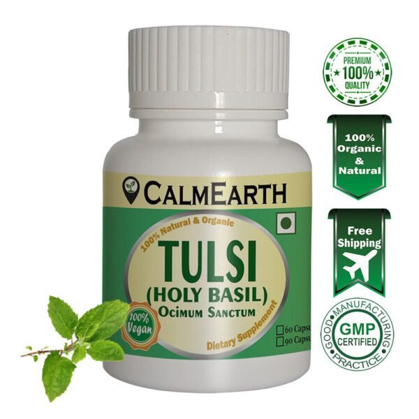 Tulsi Herbal Capsules capsules ayurvedic wellness supplement by CalmEarth