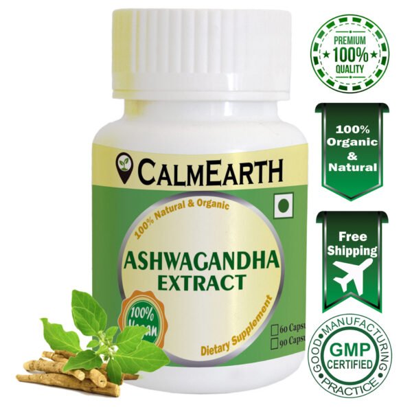 CalmEarth Ashwagandha Extract Capsules (Withania somnifera) 10% Withanolides